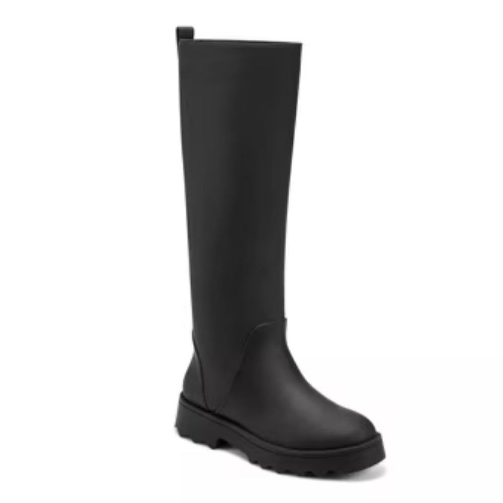NWOT Aerosoles Slalom Black Knee High Waterproof Rain Boots Size 11 Lug Sole